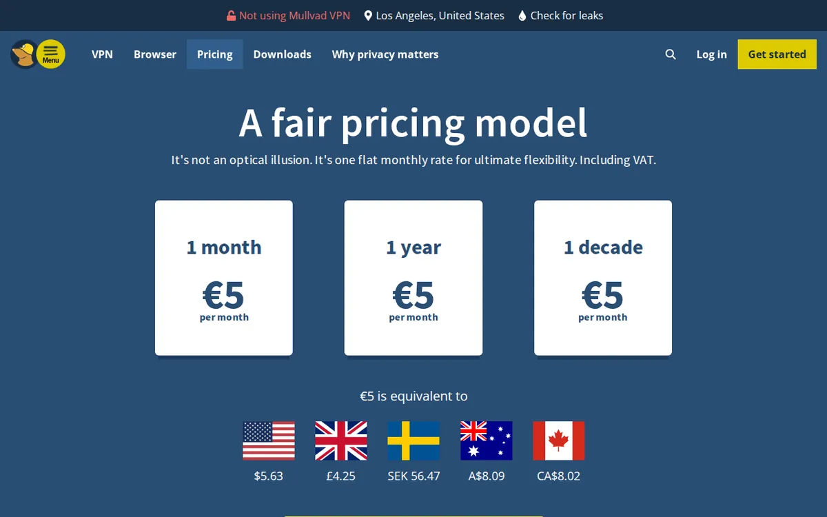 Mullvad VPN、Proton VPN資料來源頁截圖：mullvad.net，2026-10-03 擷取